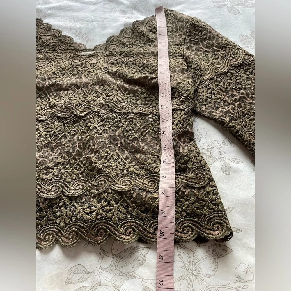 Vintage Green Lace Off The Shoulder Top Large Forest Fairy‎ Goblincore Nymph Fae